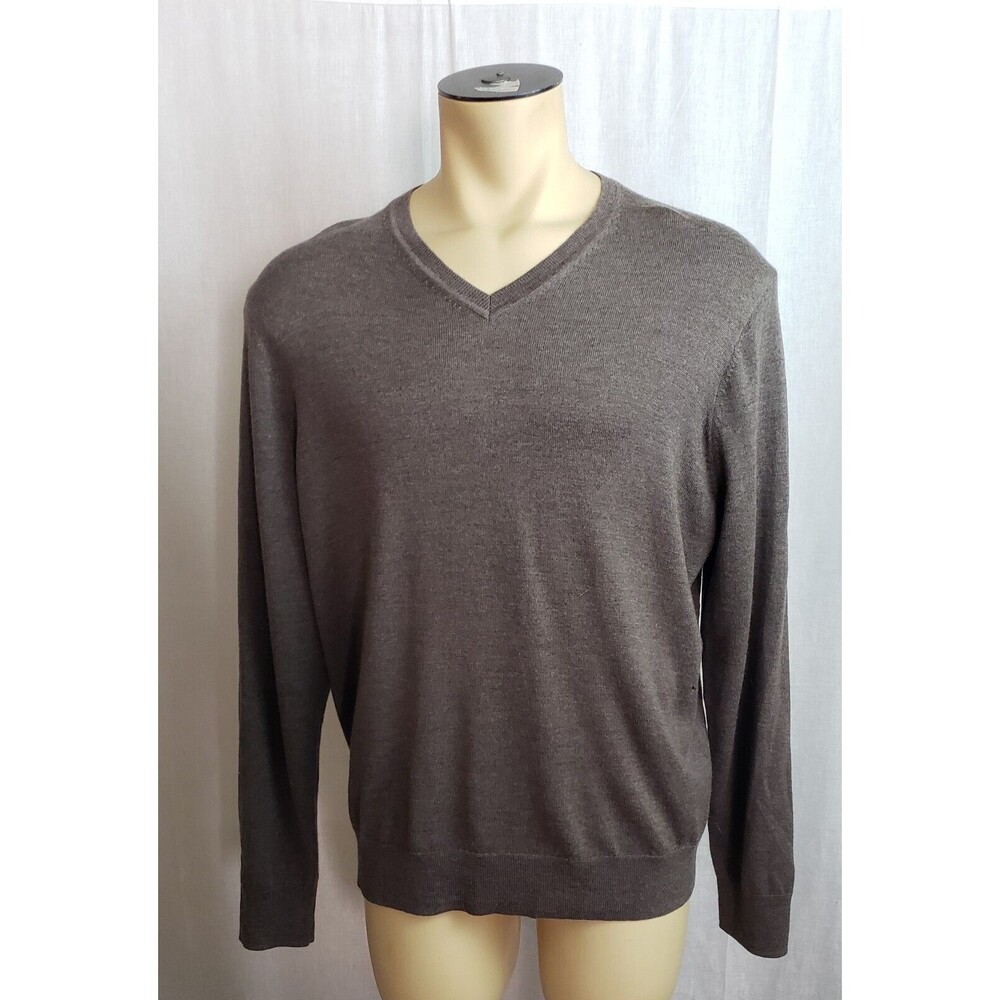 Black Brown 1826 Sweater Mens XL Brown 100% Extra Fine‎ Merino Wool NWT DEFECT